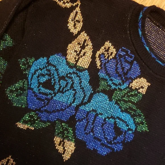 Vintage metallic floral tunic sweater sz large - Picture 2 of 2
